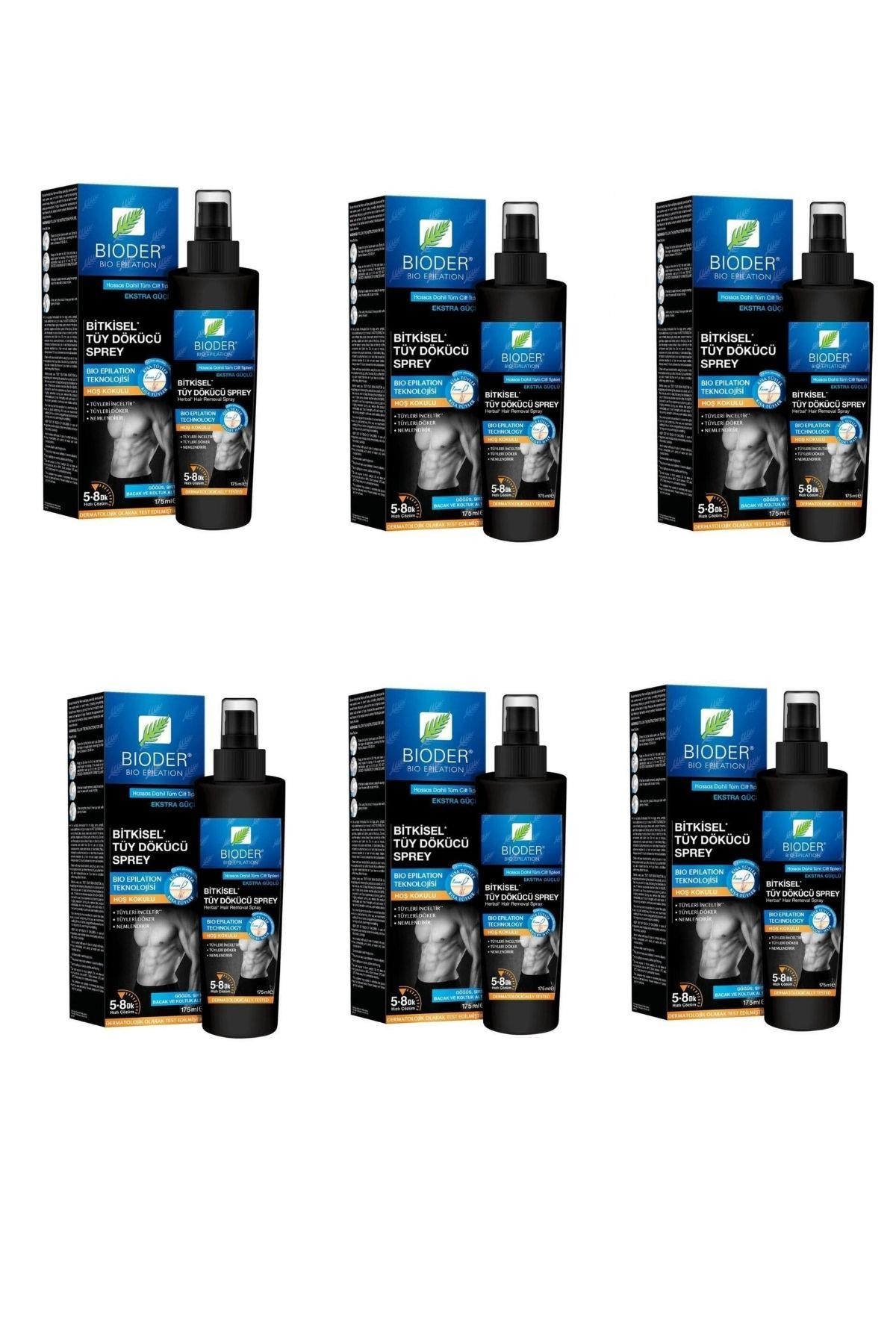 Bioder Erkekler İçin Bitkisel Tüy Dökücü Sprey 175 ml x 6 Adet