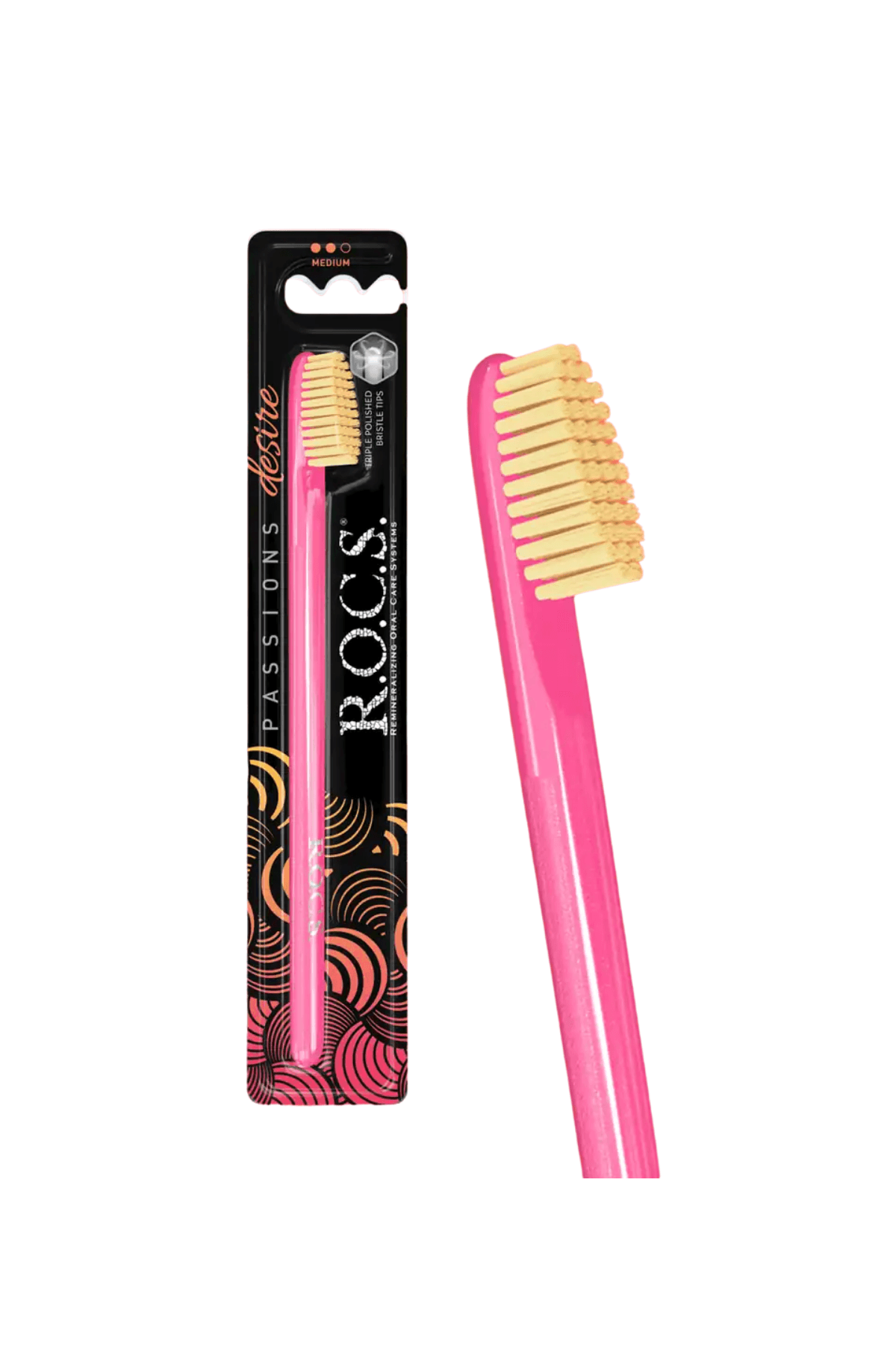 ROCS Passions Özel Kıl Dokulu Diş Fırçası - Orta Sert Pembe-Sarı (1 Adet)