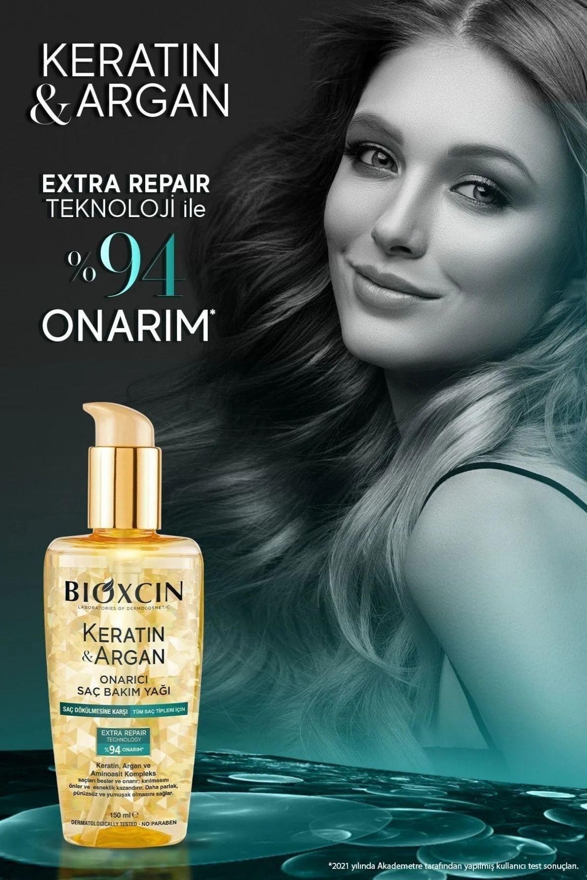 Bioxin Keratin & Argan Onarıcı Şampuan 300ml + Keratin Argan Saç Bakım Yağı + Saç Kremi