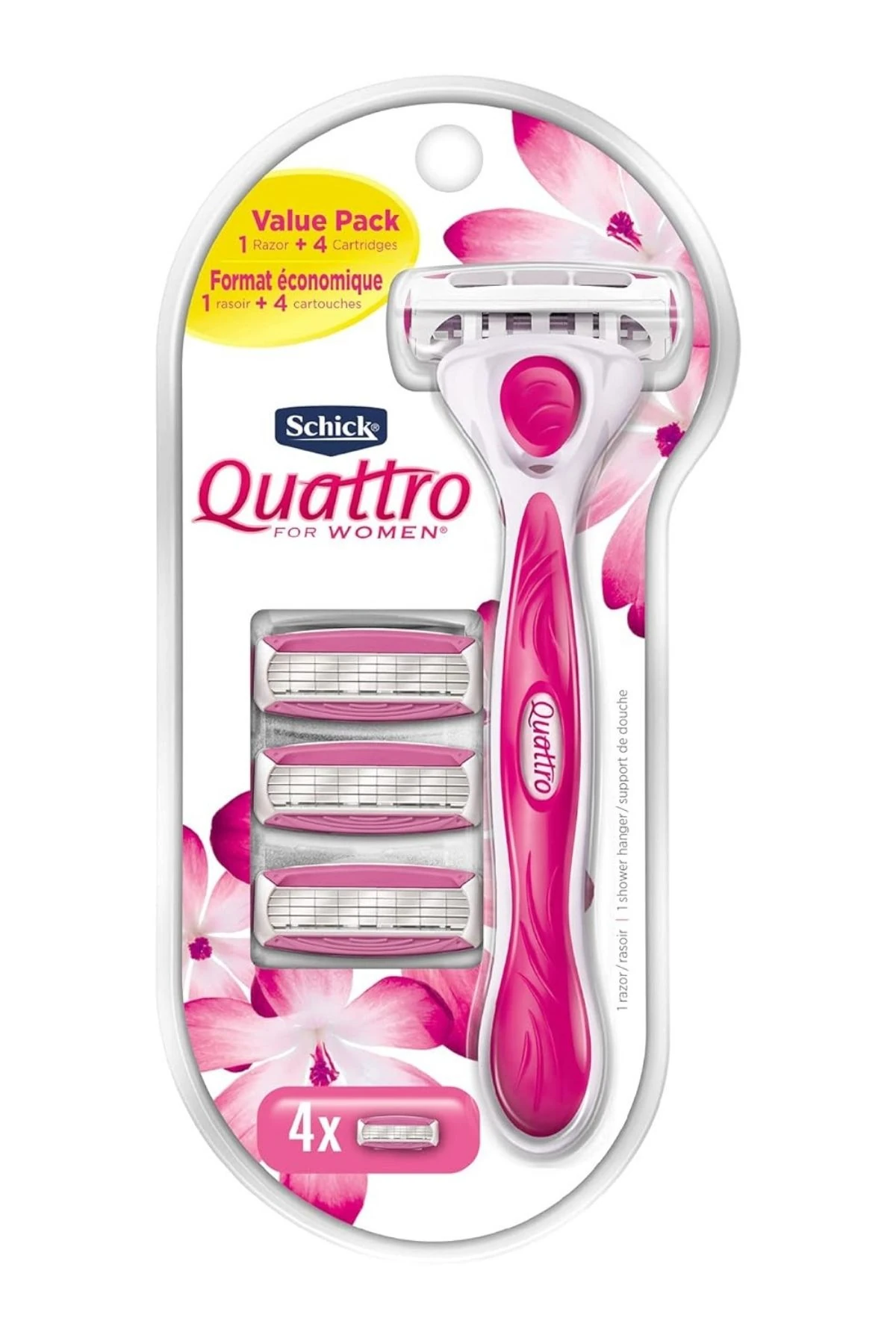 Schick Quattro Kadınlar İçin 1 Tıraş Bıçağı ve 4 Tıraş Bıçağı Yedeği İçeren Değer Paketi