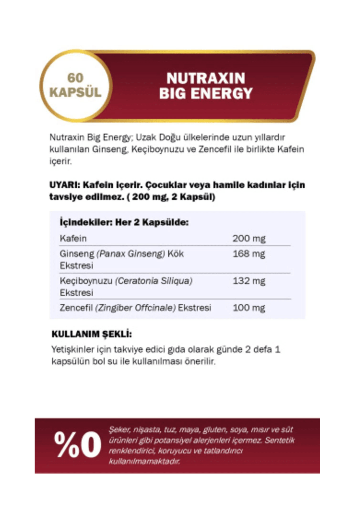 Nutraxin Big Energy Takviye Edici Gıda 60 Tablet