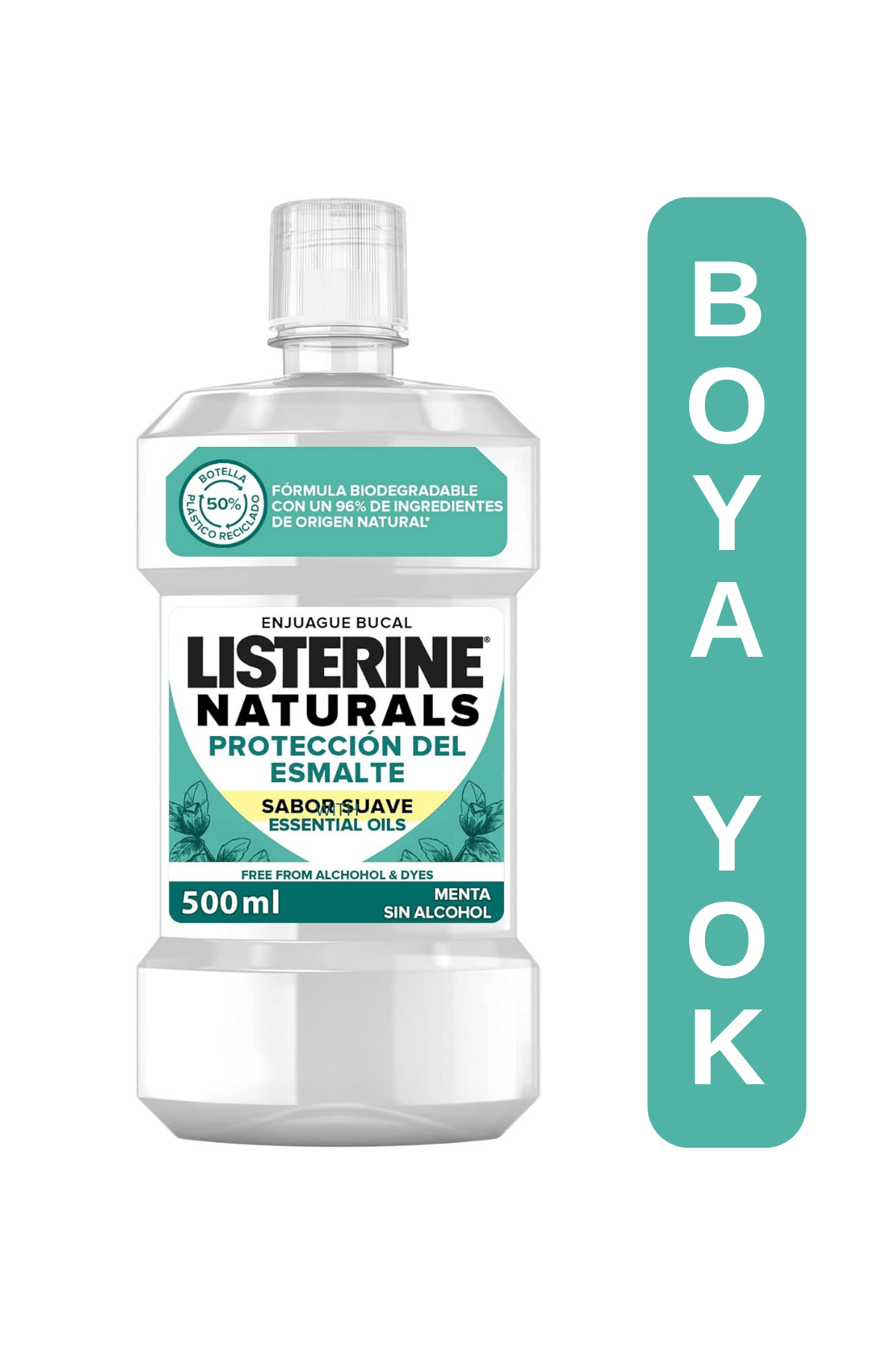LISTERINE Naturals Emaye Koruma Hafif Lezzet Nane (Alkol veya Boya Yok, Vegan ) 500ml