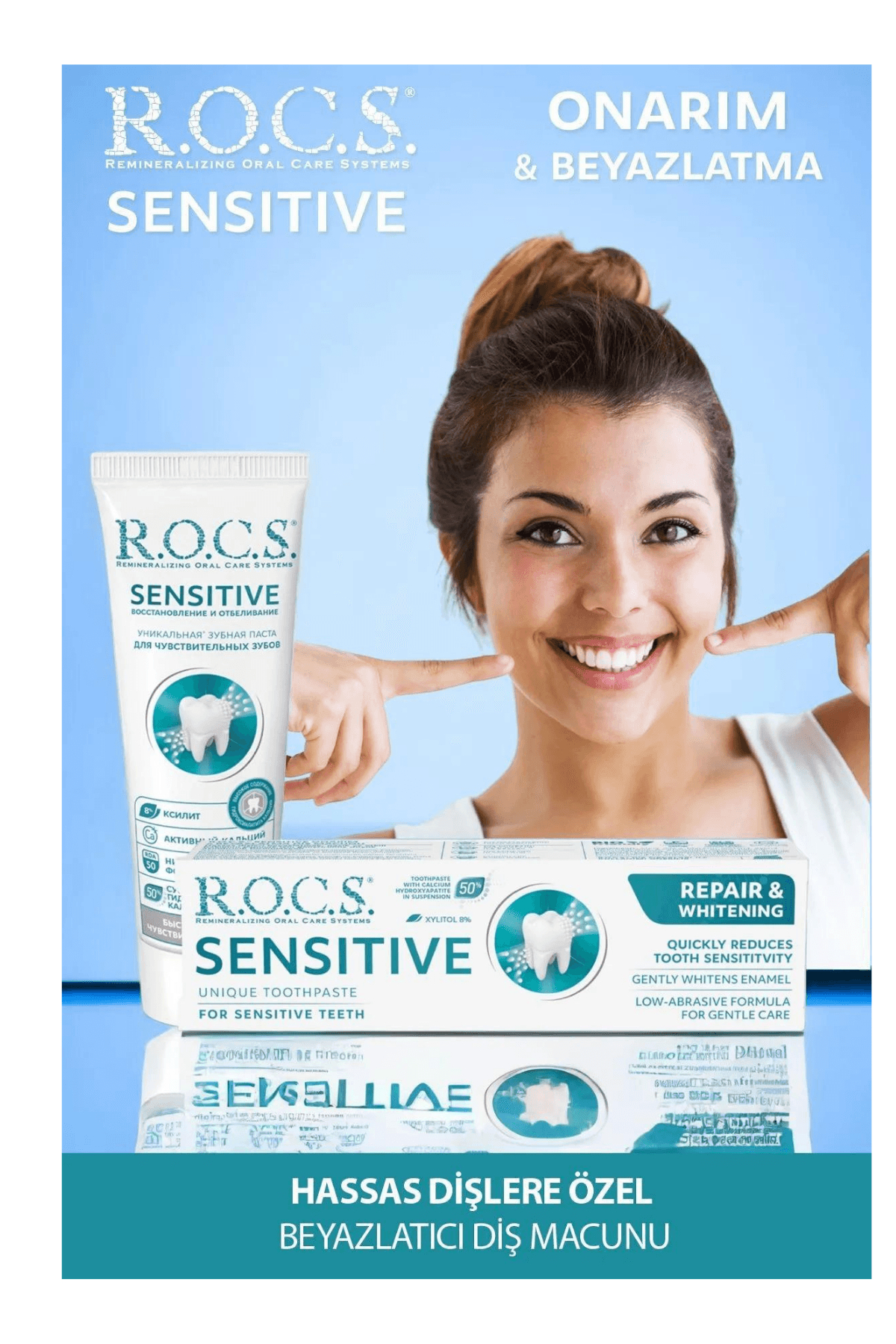 Rocs Sensitive Repair Whitening Diş Macunu Onarım Beyazlatma (Florürsüz) 75ml