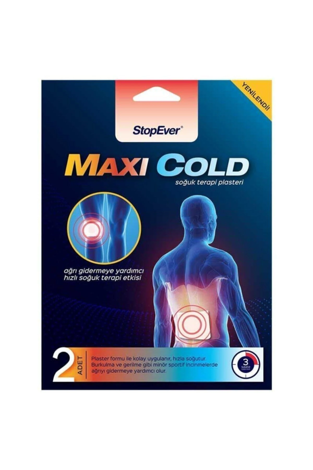 StopEver Maxi Cold (Burkulma ve Gerileme gibi İncinmelerde Ağrıyı Giderir) Soğuk Terapi Plasteri 2 Adet