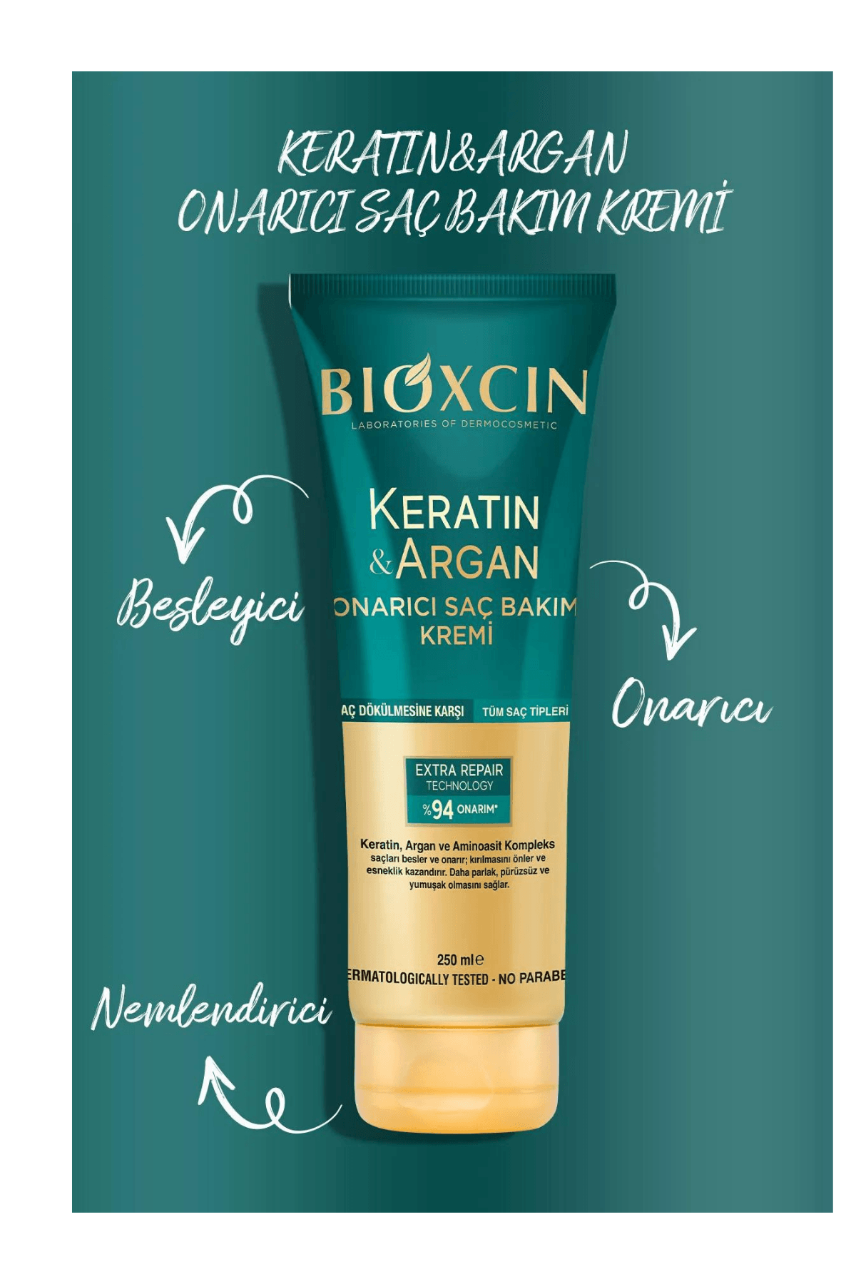 Bioxcin Keratin ve Argan Onarıcı Saç Bakım Kremi 250 ml