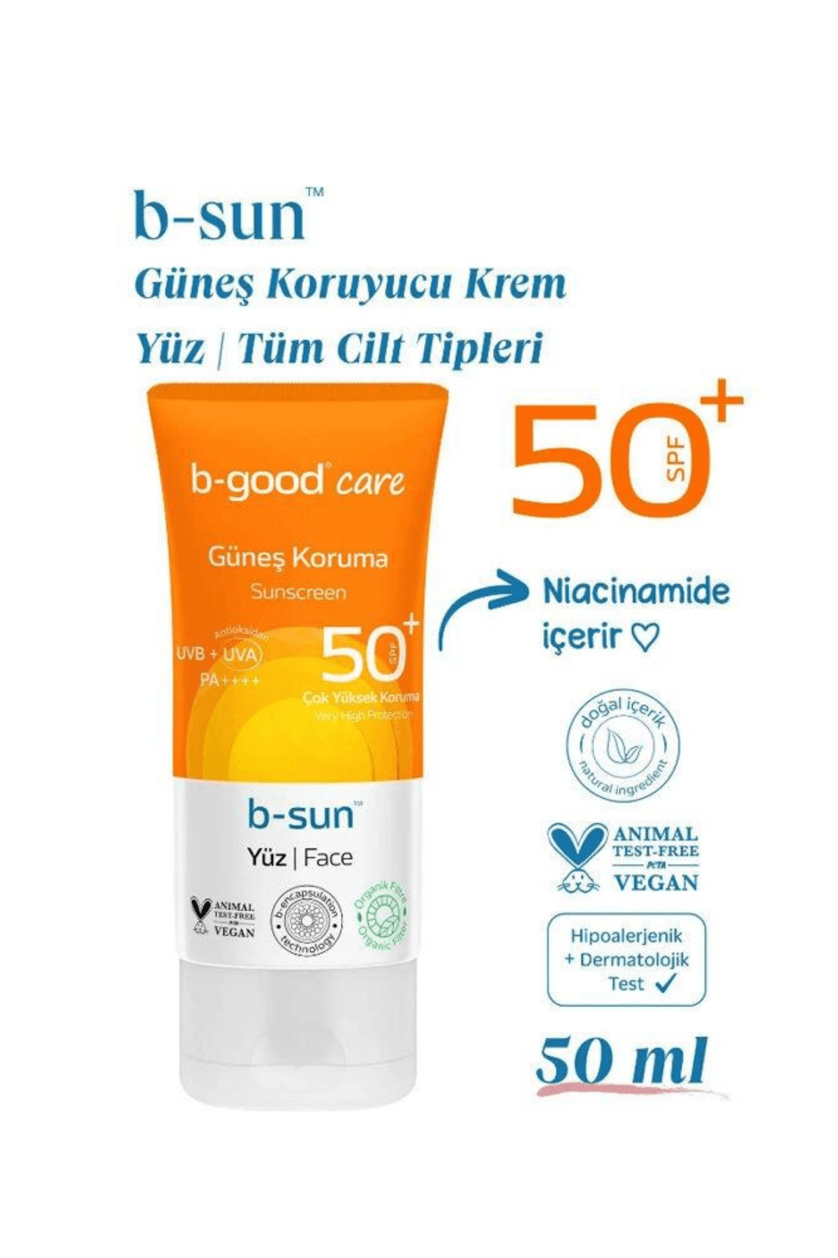 b-good b-sun SPF 50+ Yüz Güneş Koruma 50 ml