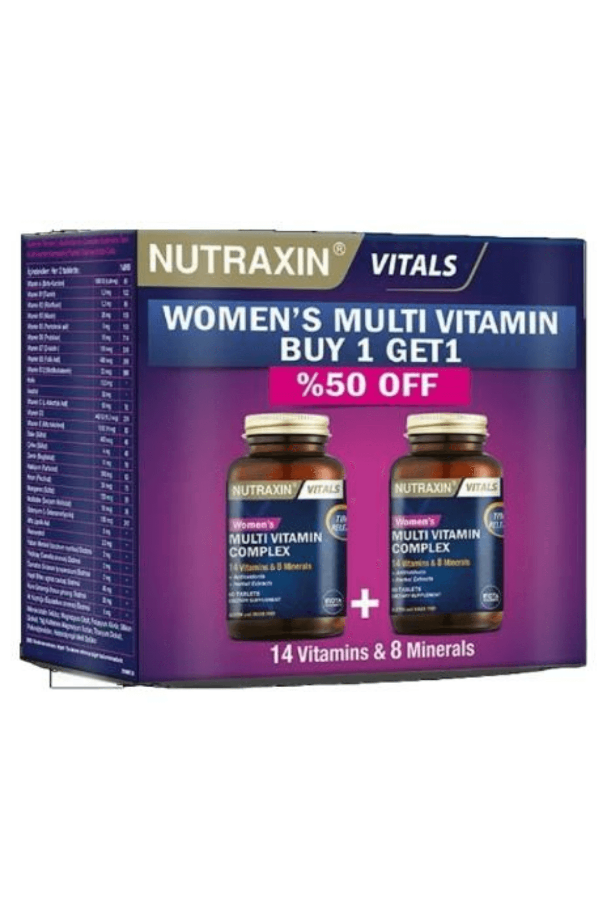 Nutraxin Multivitamin Mineral Complex Women's (Kadın) 2. % 50 İndirimli Avantaj Paketi 120 Tablet