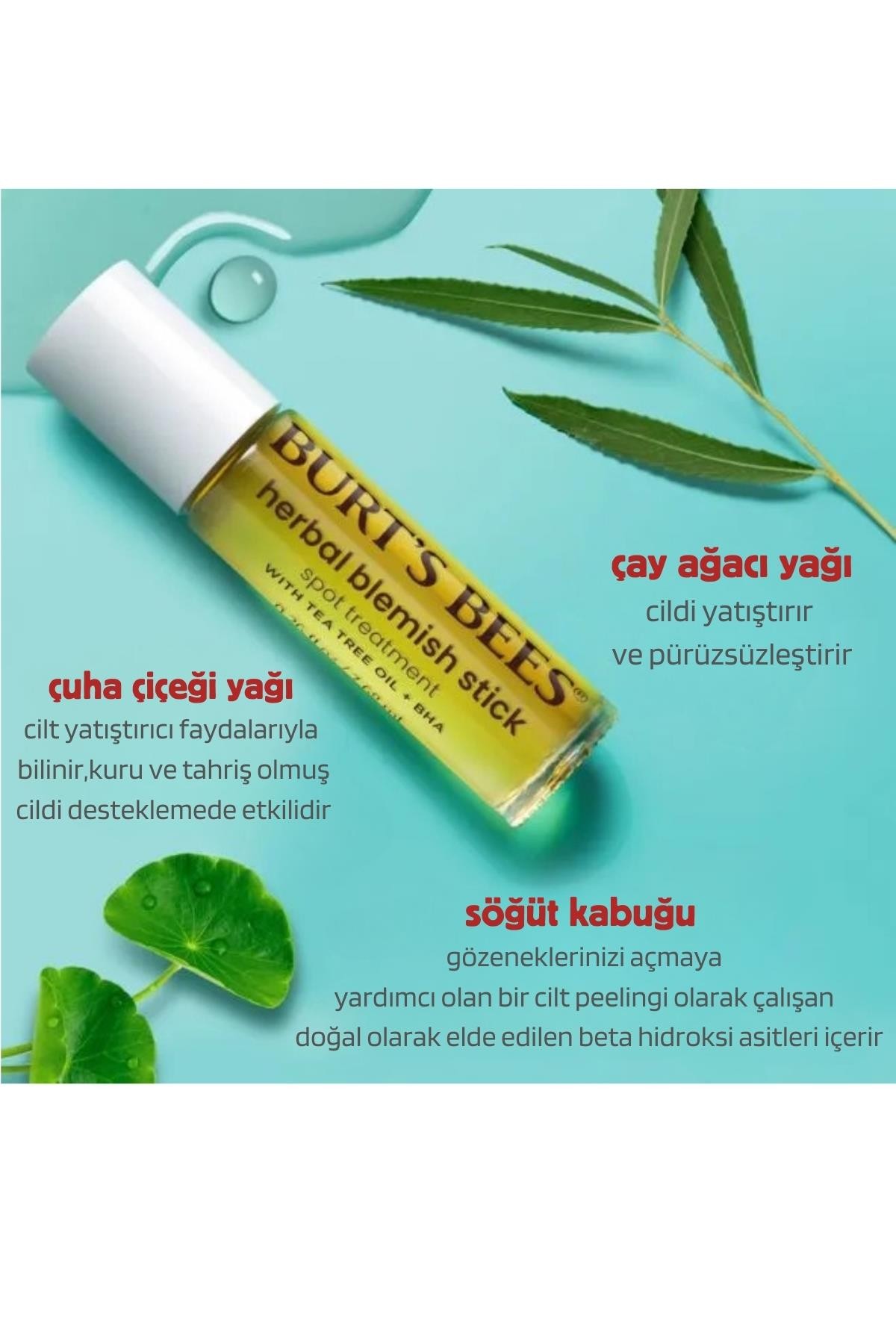 Burt's Bees Herbal  (Doğal Kökenli Cilt Bakım) Blemish Stick 0.26 Oz 7.68 ml