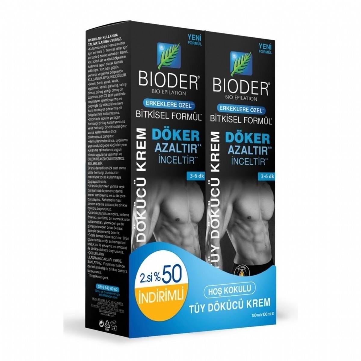 Bioder Erkeklere Özel Tüy Dökücü Krem Tüm Ciltler İçin 100+100ml