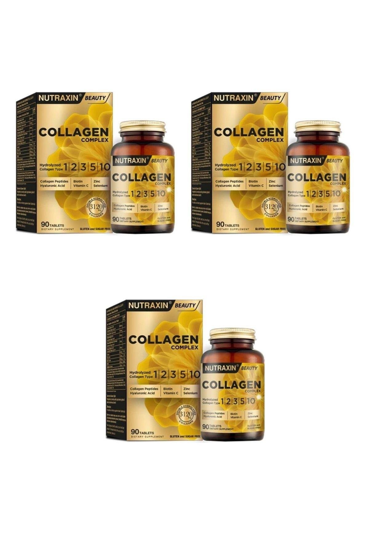 Nutraxin Collagen Complex (Hyaluronic Acid,C Vitaminli, Biotinli, Glutensiz, Zinc Selenium) 90 tablet (3 adet)