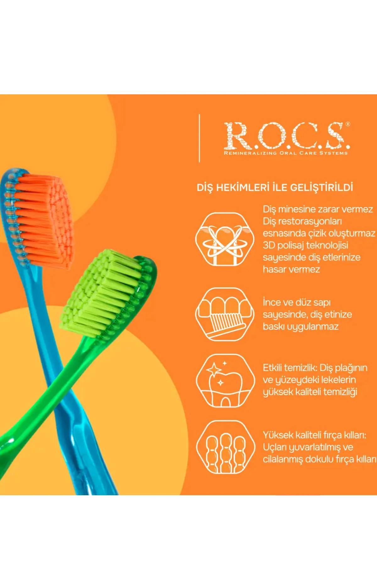 Rocs Junior 6-12 Yaş Çocuk Diş Fırçası - Yumuşak Mavi (1 Adet)