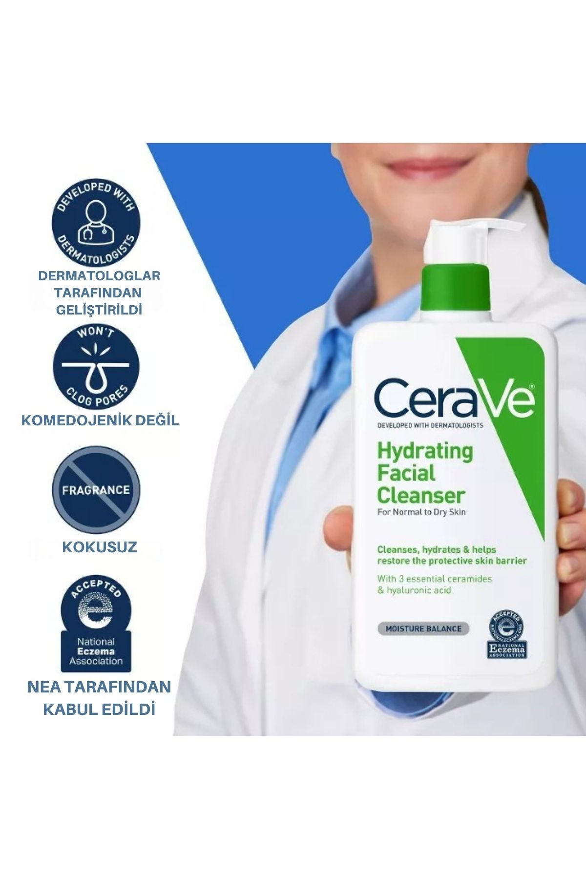 CeraVe Yüz Yıkama Jeli, Normal ve Kuru Ciltler İçin Nemlendirici Yüz Temizleyici 355ml (İthal)