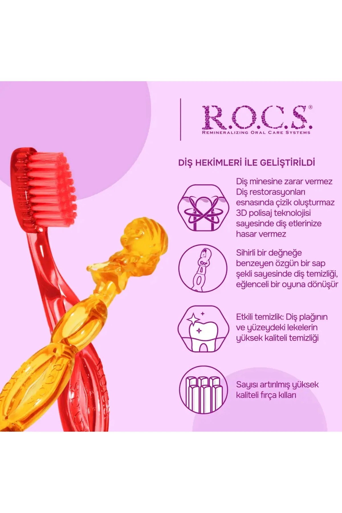 Rocs Kids 3-7 Yaş Çocuk Diş Fırçası - Yumuşak Mavi (1 Adet)