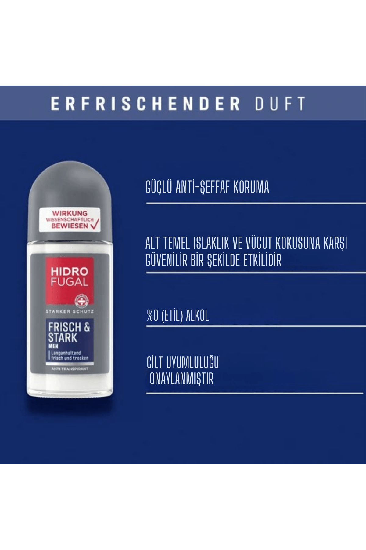 Hidrofugal Men Frısch & Stark Roll-On (Tazeleyici Kokulu) Deodorant 50ml