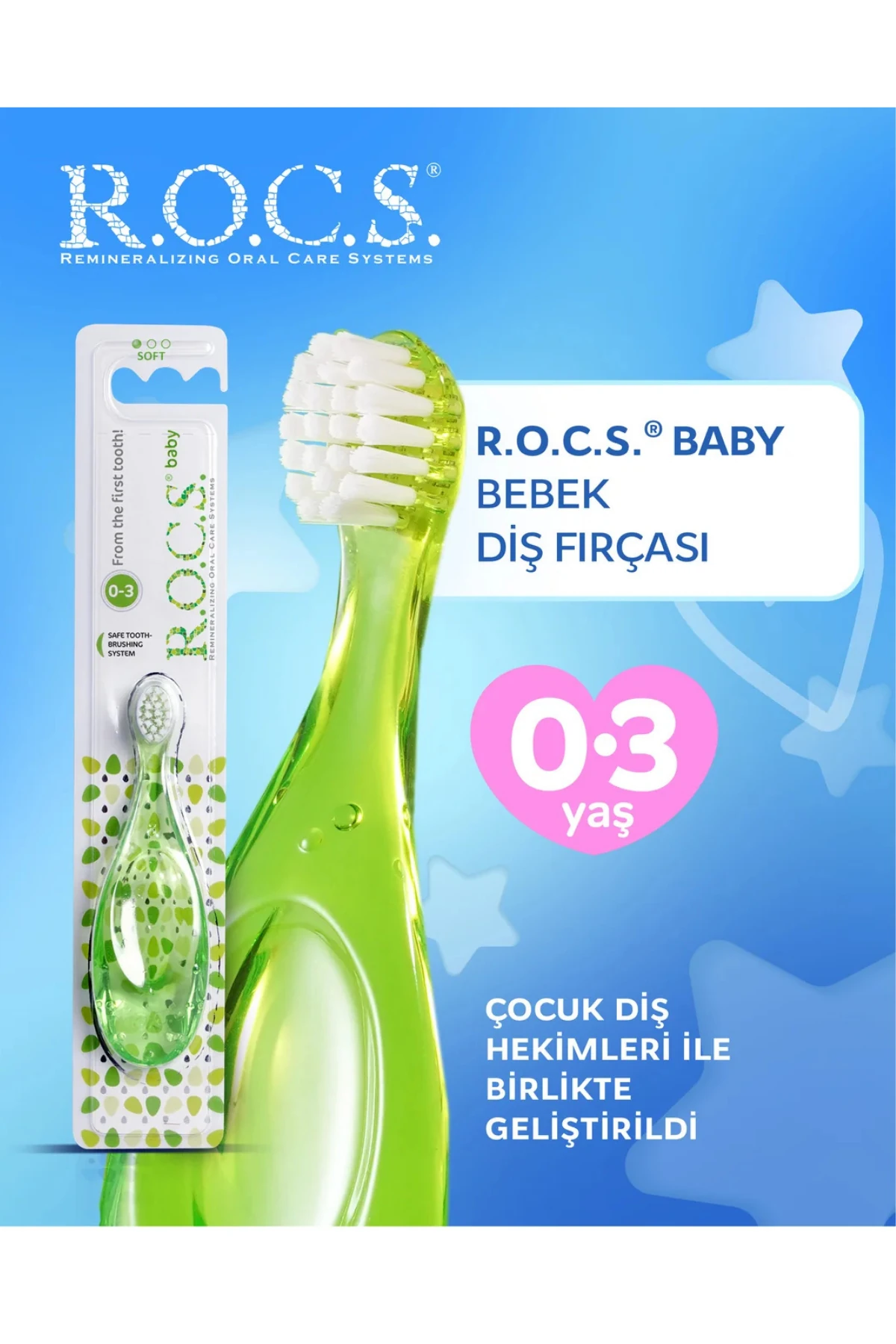 ROCS Baby 0-3 Yaş Bebek Diş Fırçası - Ekstra Yumuşak Yeşil (1 Adet)