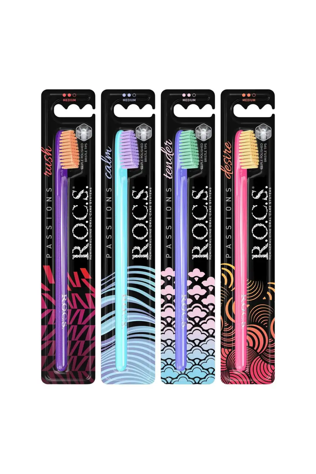 ROCS Passions Özel Kıl Dokulu Diş Fırçası - Orta Sert Mor-Yeşil (1 Adet)
