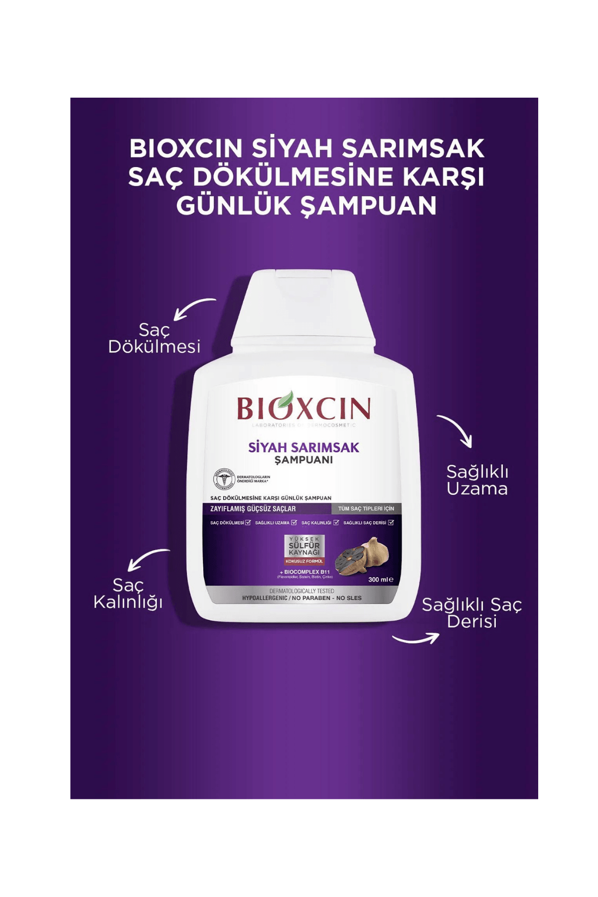 Bioxcin Saç Dökülmesine Karşı Siyah Sarımsak Şampuanı 300 ml | 3 al 2 öde