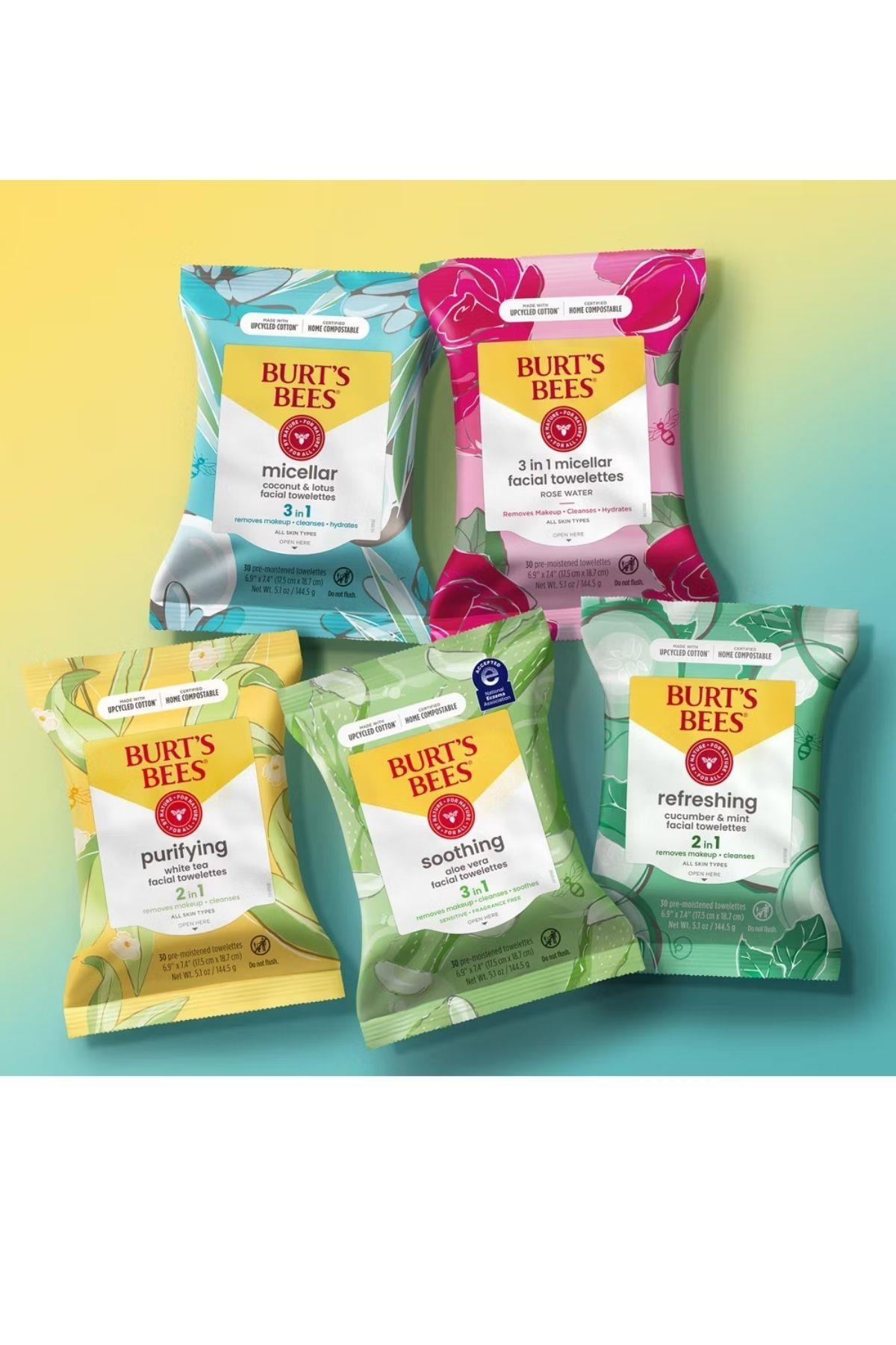 Burt's Bees Facial Cleansing Towelettes with White Tea Beyaz Çaylı (Tüm Cilt Tipleri İçin, %99 Doğal Kökenli) Yüz Temizleme Mendili 30 Adet 5.1oz 144.5 gr