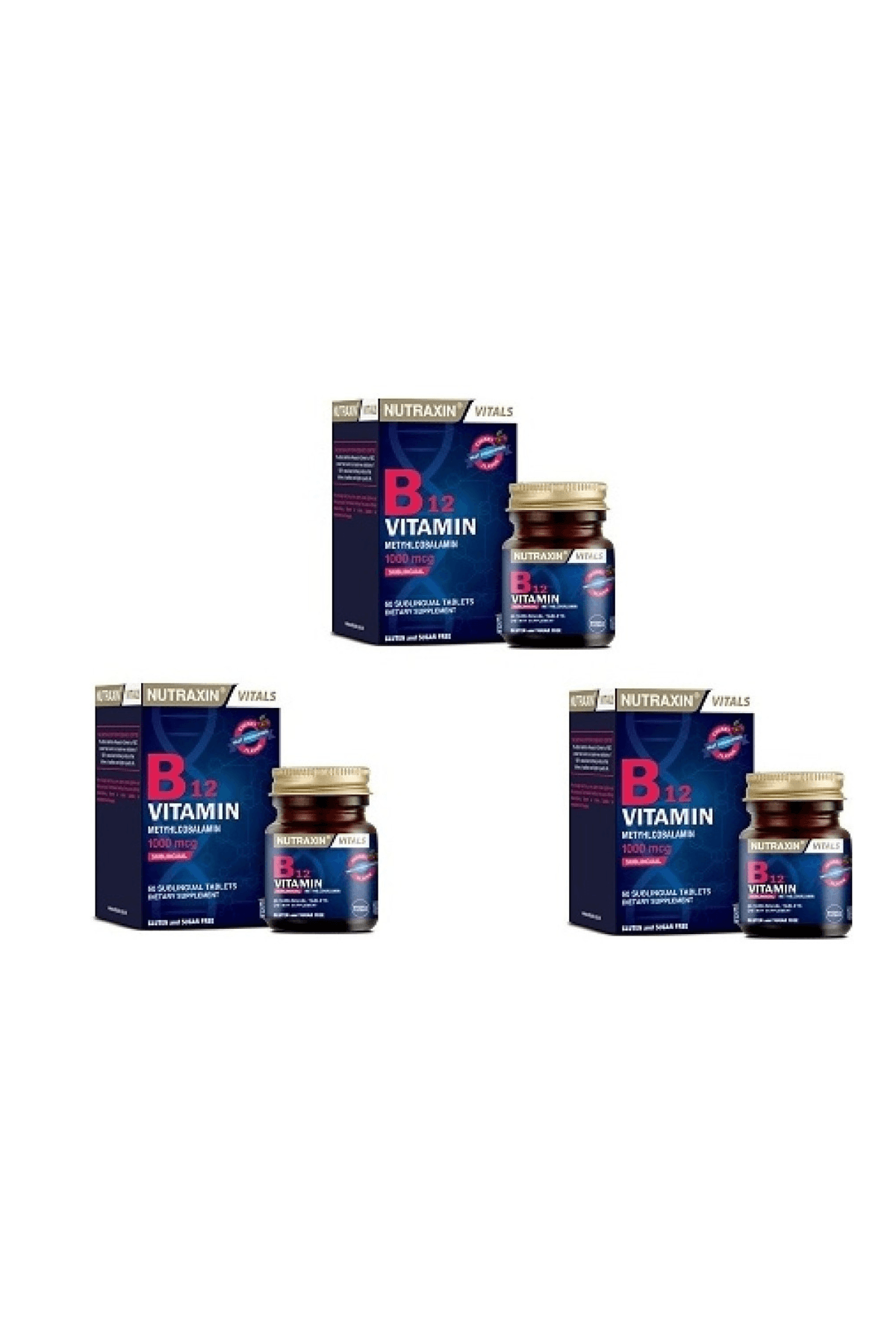 Nutraxin Vitals B12 (1000 Mc-Dil Altı) Vitamin 60 Tablet * 3 Adet