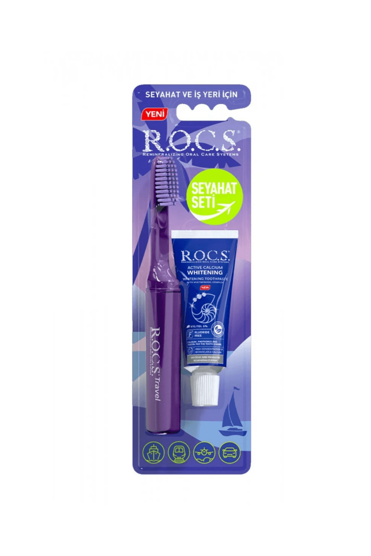 Rocs Travel Kit (Seyahat Seti) Beyazlatıcı Diş Macunu 25gr ve Fırça Seti