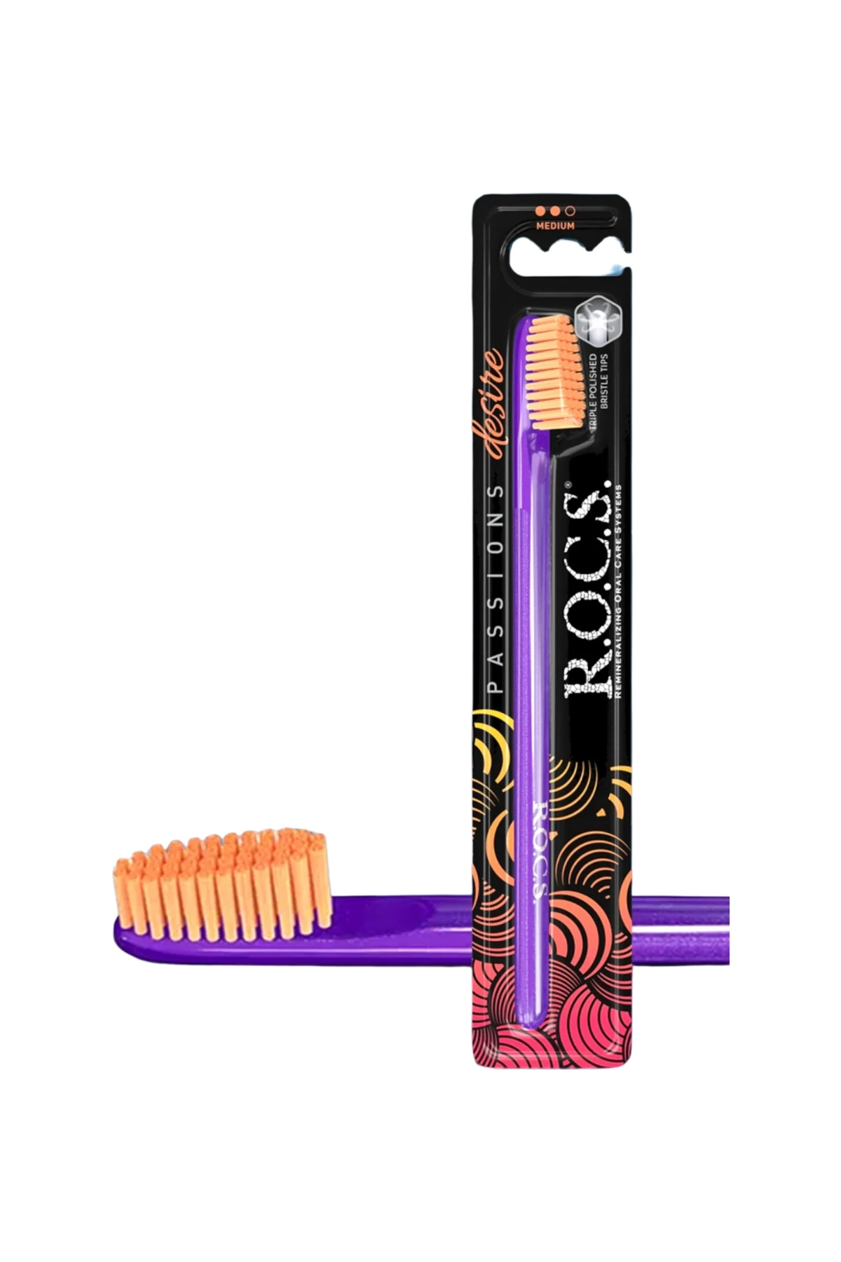 ROCS Passions Özel Kıl Dokulu Diş Fırçası - Orta Sert Mor-Turuncu (1 Adet)