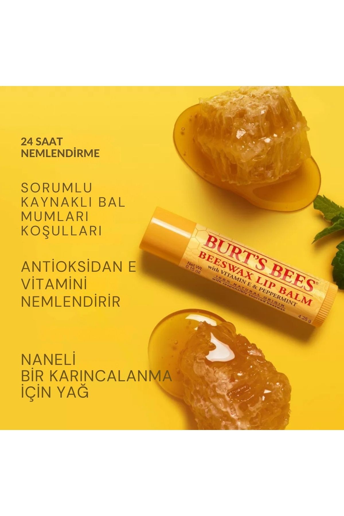 Burt's Bees Dudak Balsamı - Balmumu - 2'li Paket/0,30oz