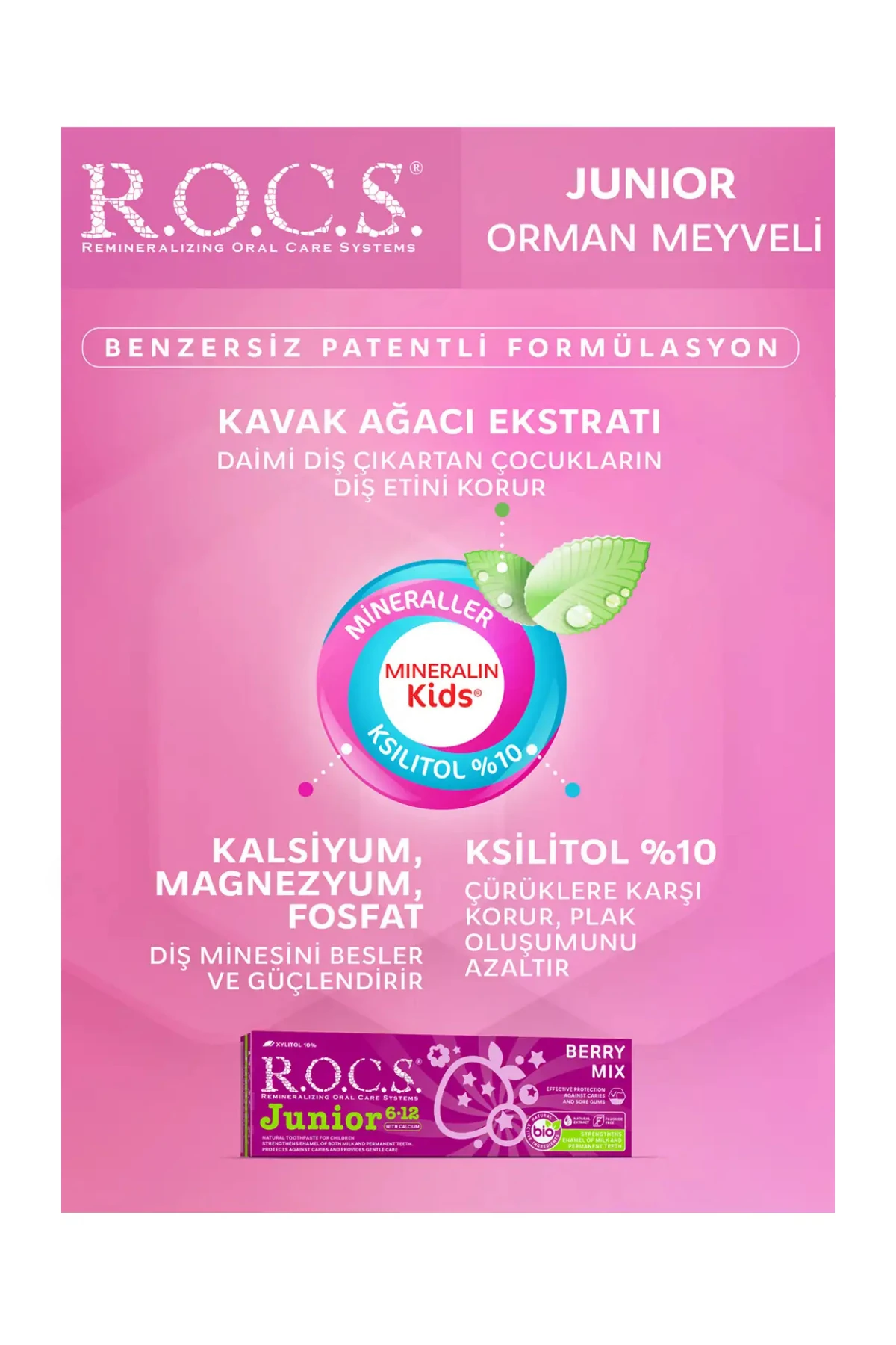 ROCS Junior 6-12 Yaş Diş Macunu Florürsüz (Yutulabilir) - Orman Meyveli 60ml