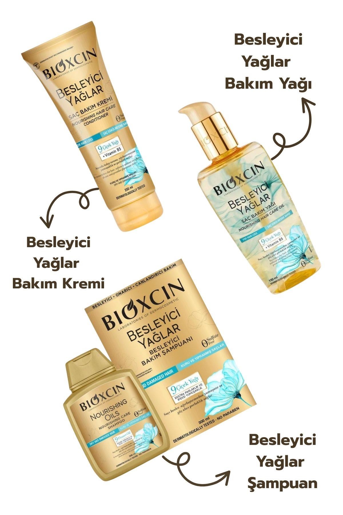 Bioxcin Besleyici Yağlar Şampuan+Saç Kremi+Saç Yağı 3'lü Set
