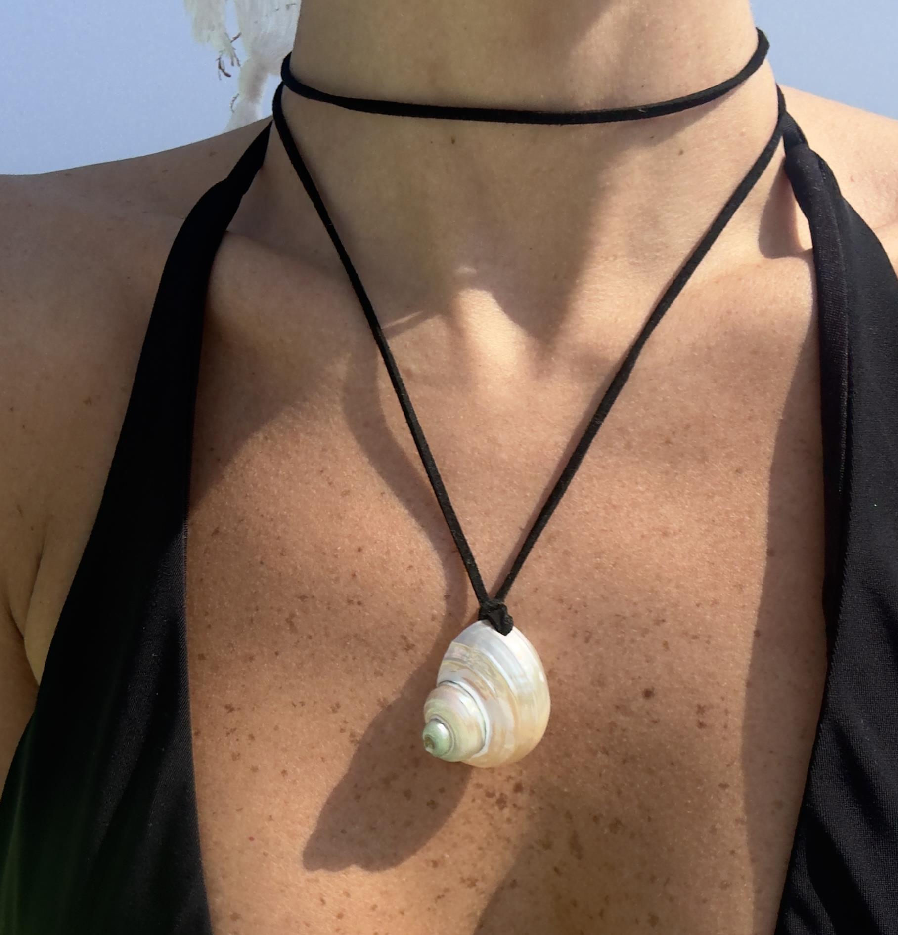 boho deniz kabugu ıplı kolye