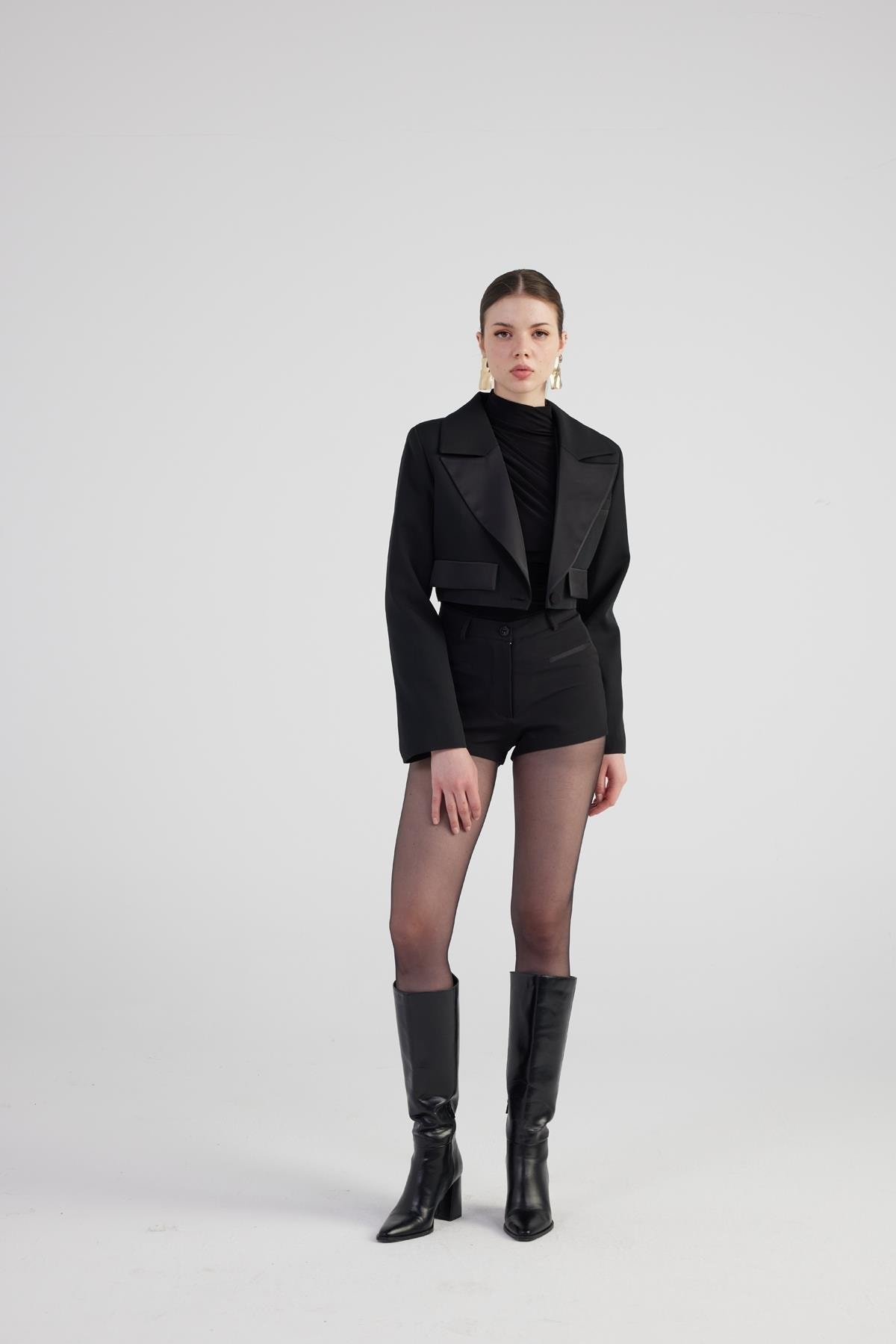 Camila Crop Blazer Ceket Siyah