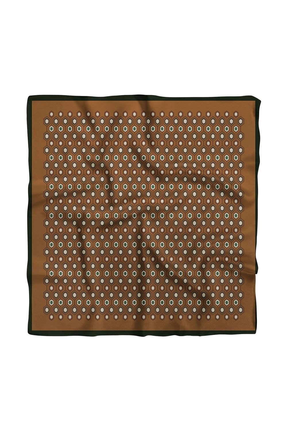 Kadın Kahve Geometrik Desenli 50x50 Bandana