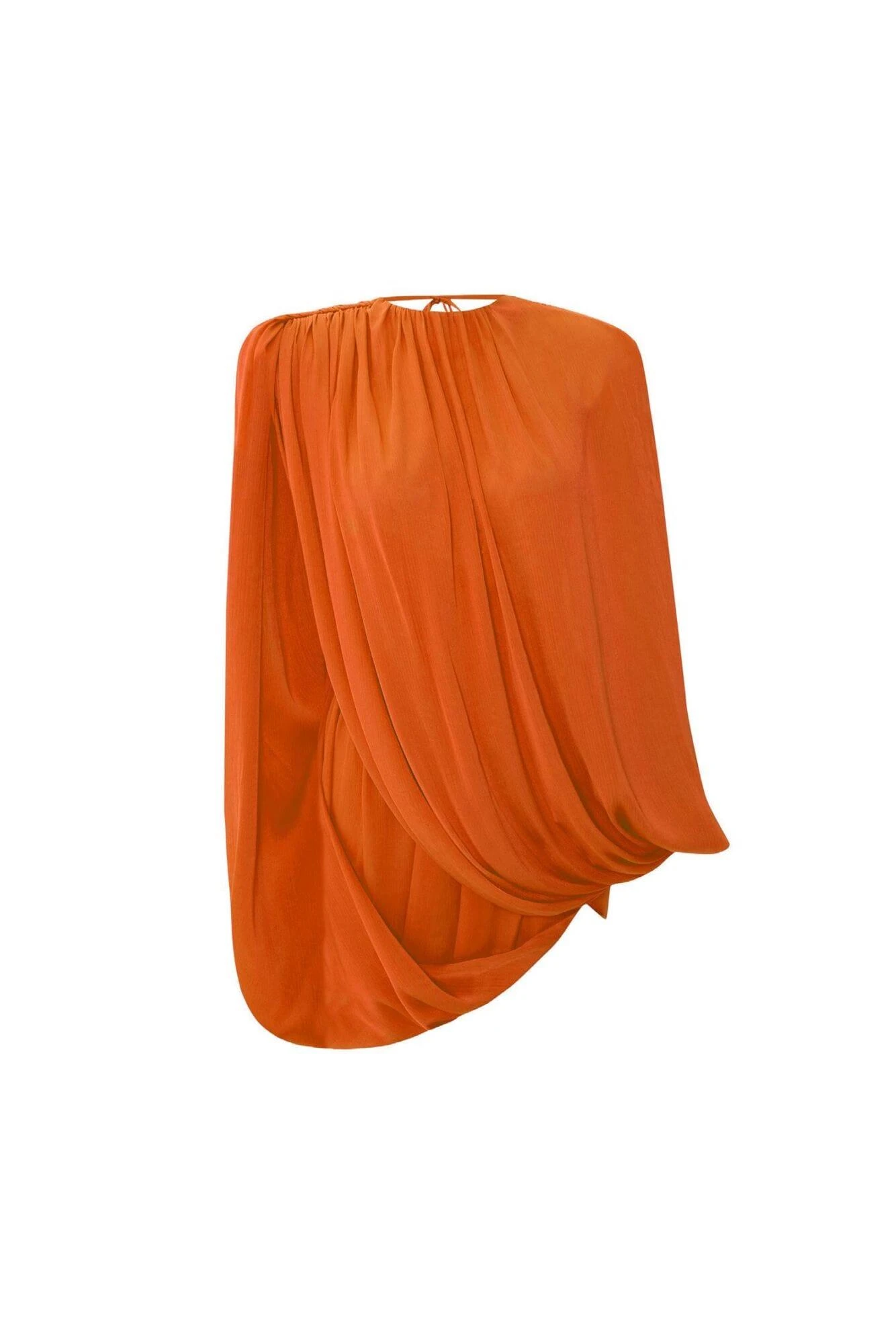 ONE SHOULDER CAPE DETAILED MINI DRESS ORANGE
