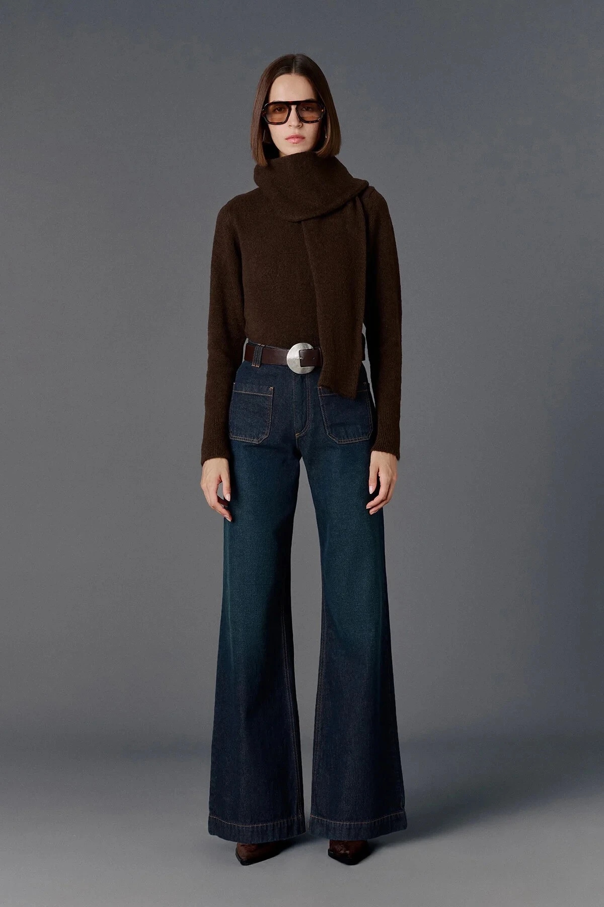 Şal yaka asimetrik kazak