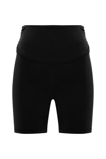 Büzgülü Siyah Kısa Tayt