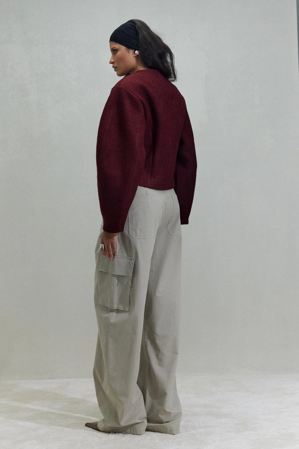 Bordo Gigi Belden Oturtmalı Ceket