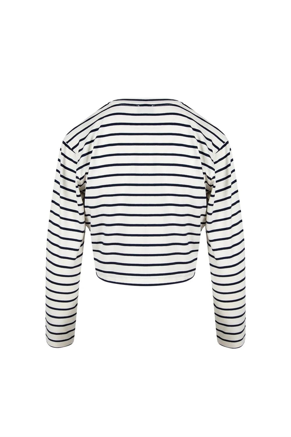 Kadın Beyaz-Siyah Çizgili Basic Sweat LG-OZ301-SWT