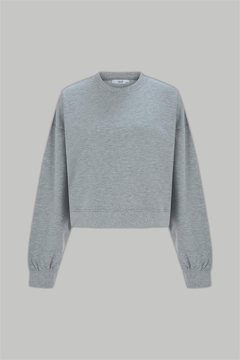 Gri Oversize Crop Sweatshirt