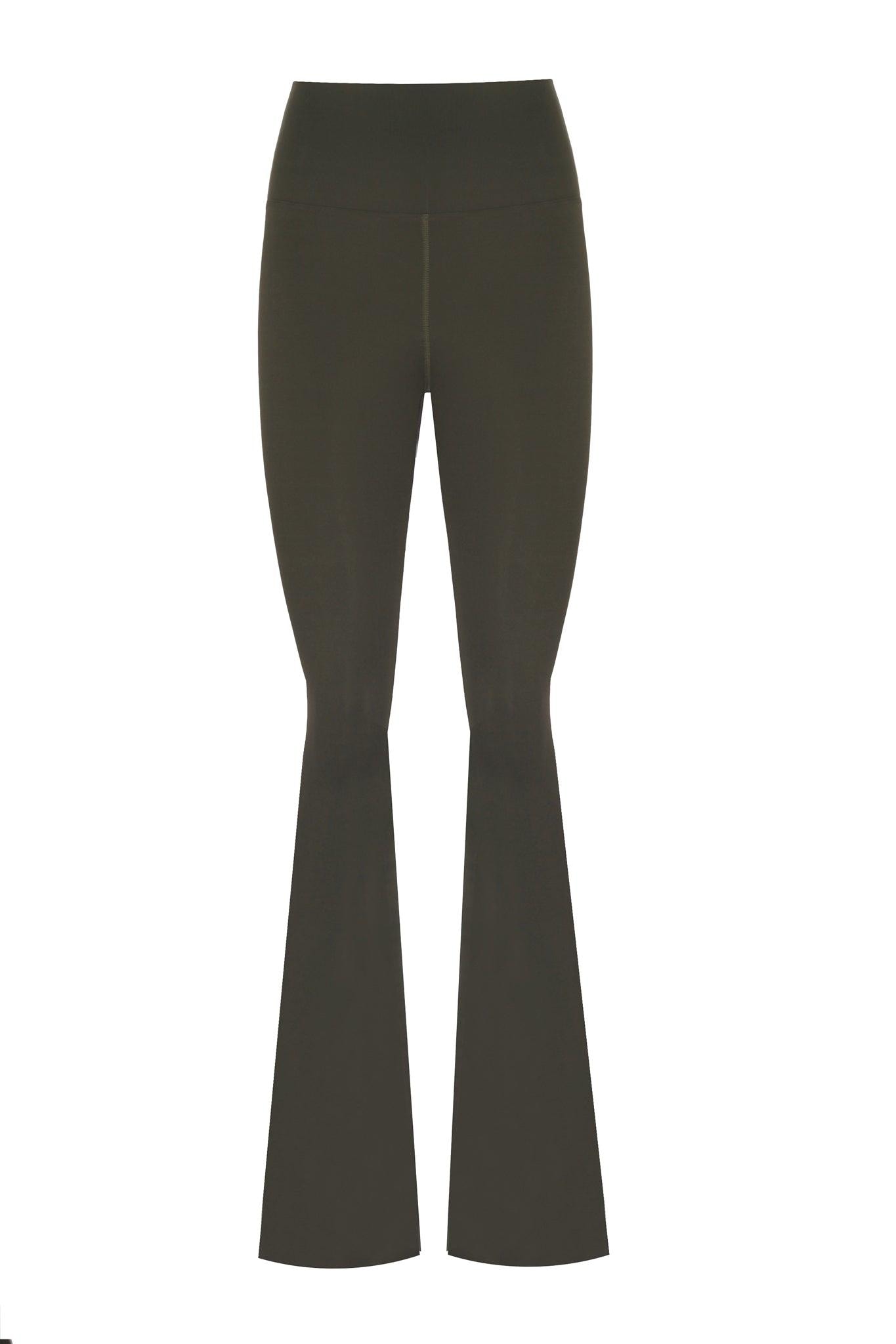Split Flare Military Green Matt Leggings