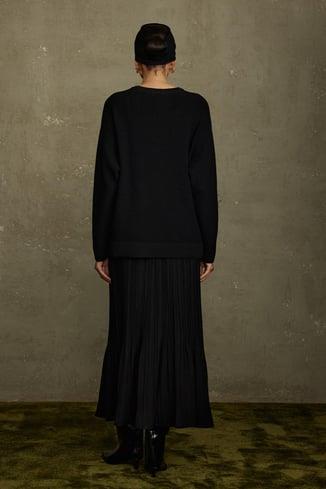 Siyah Caroline Basic İnce Kazak