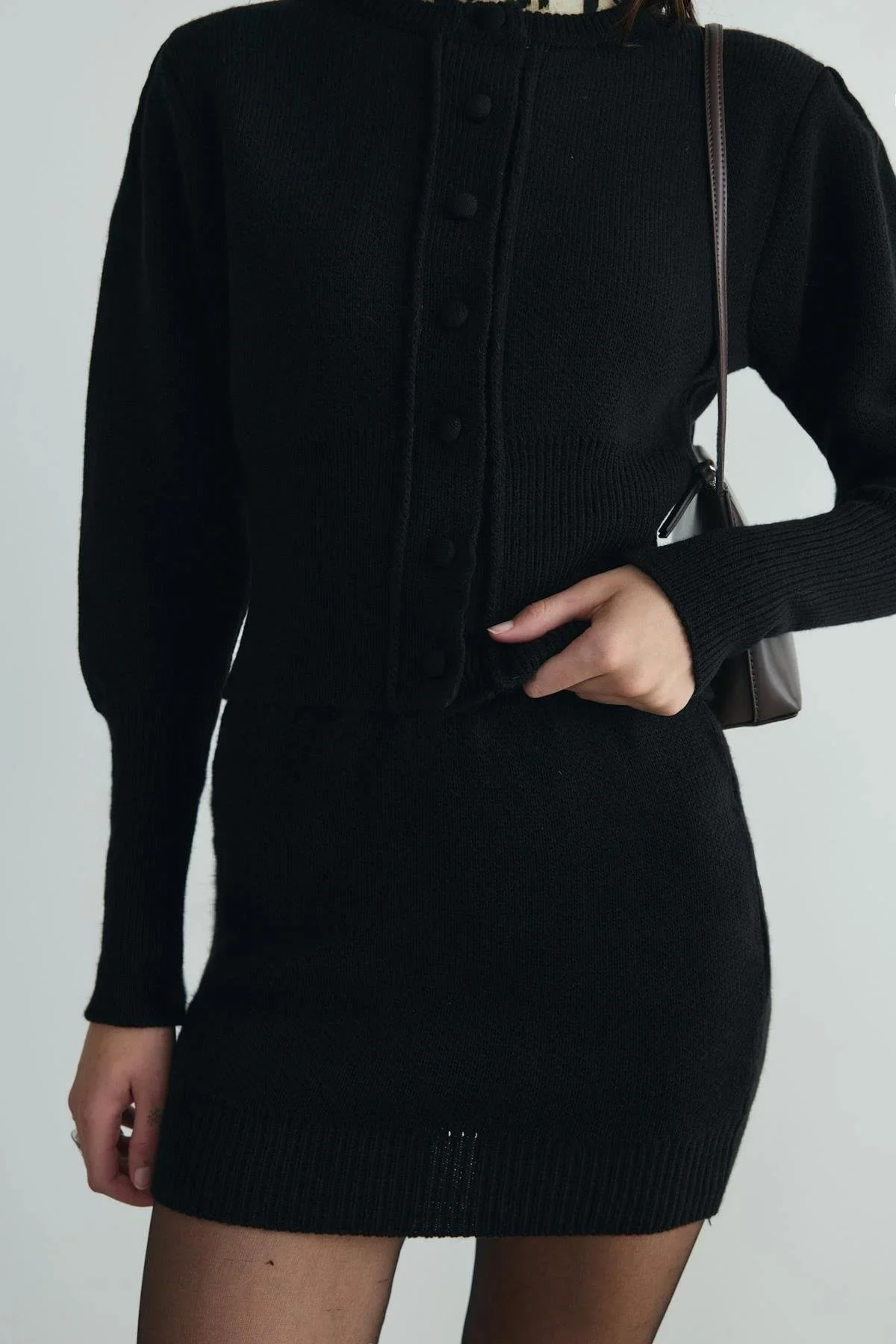 Siyah Lucy Triko Mini Etek