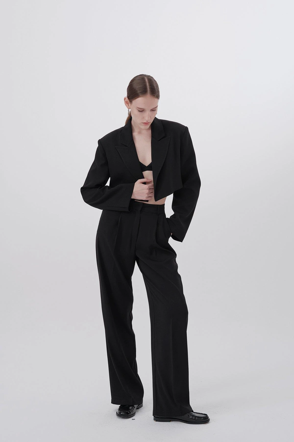 Yüksek bel palazzo pantolon Siyah