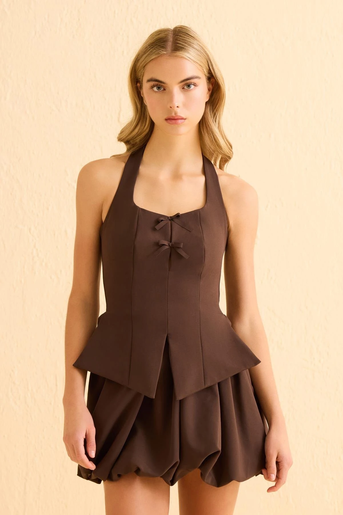 Allure Kahverengi Balon Elbise