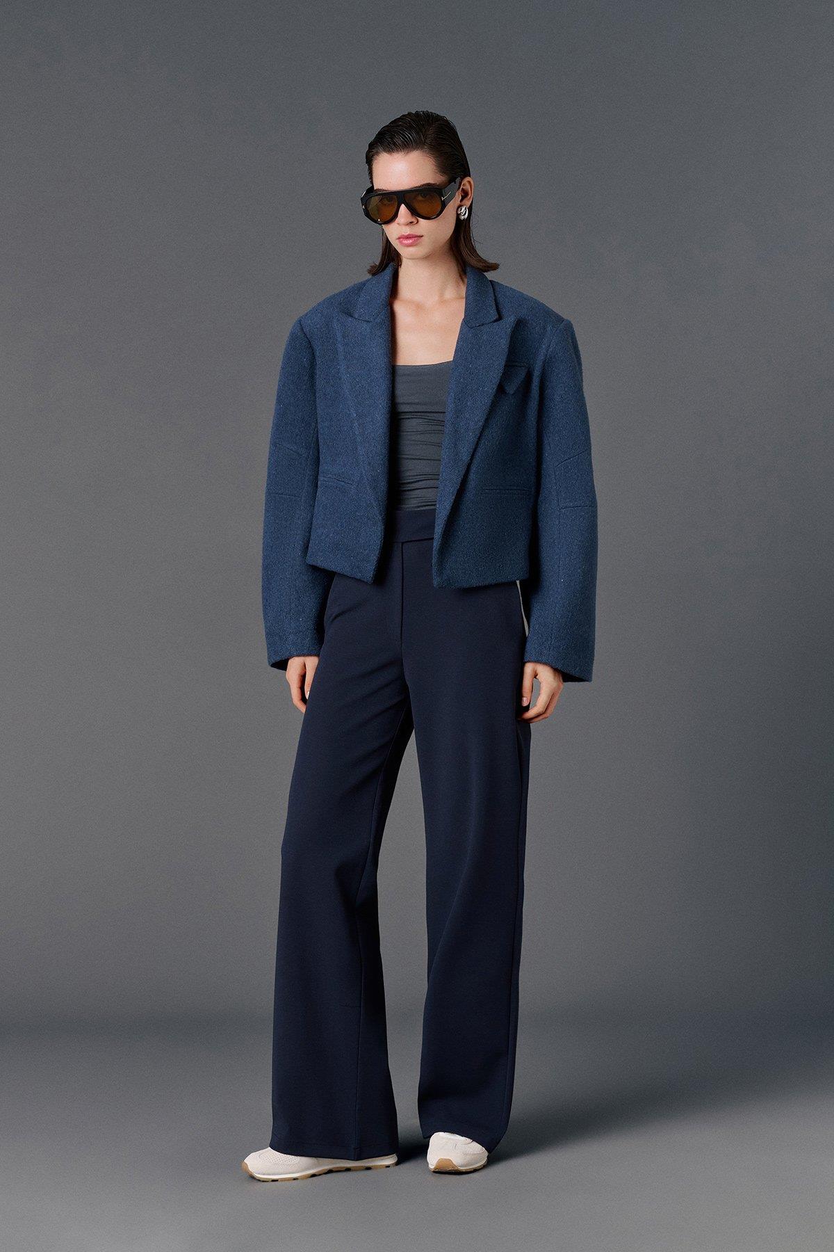 Cep detaylı casual kumaş pantolon laci