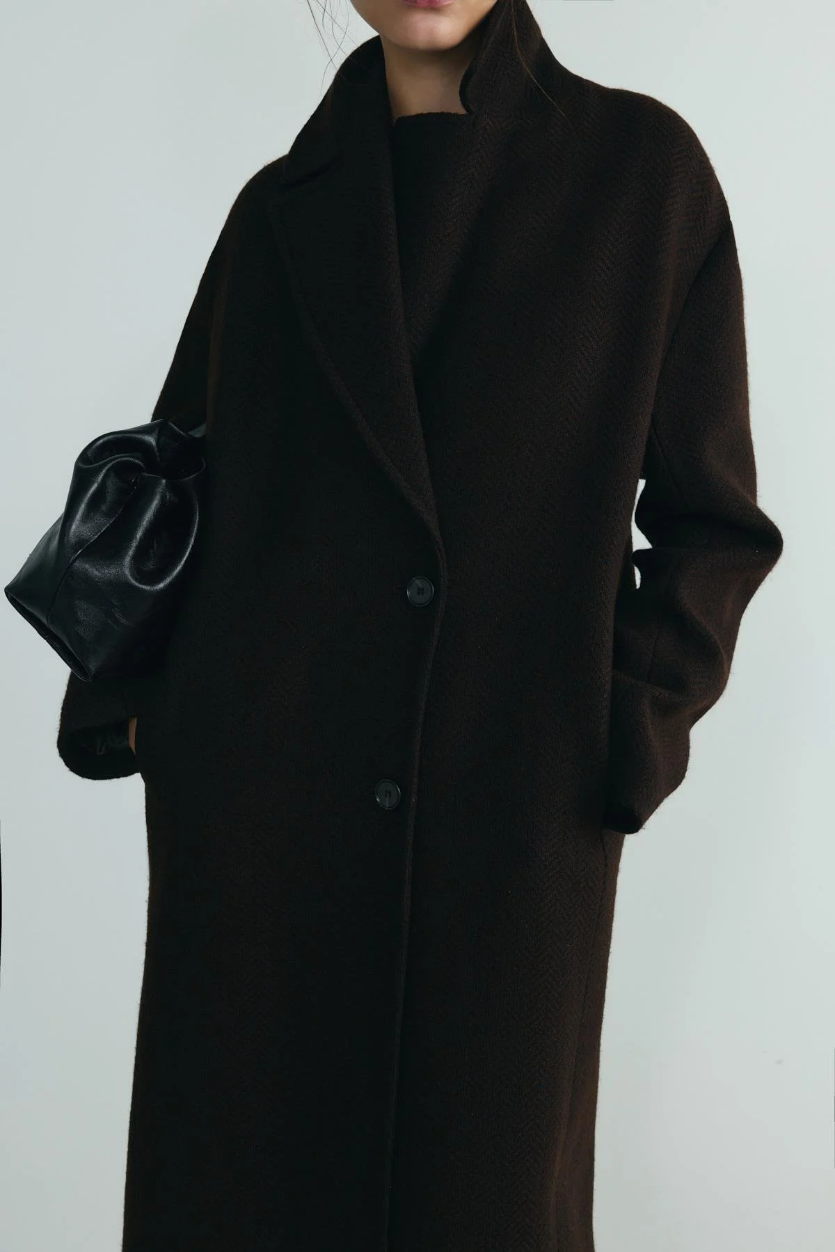 Acı Kahve Dora Uzun Oversize Kaban