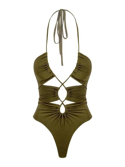 Askılı Dekolteli Body - Yeşil