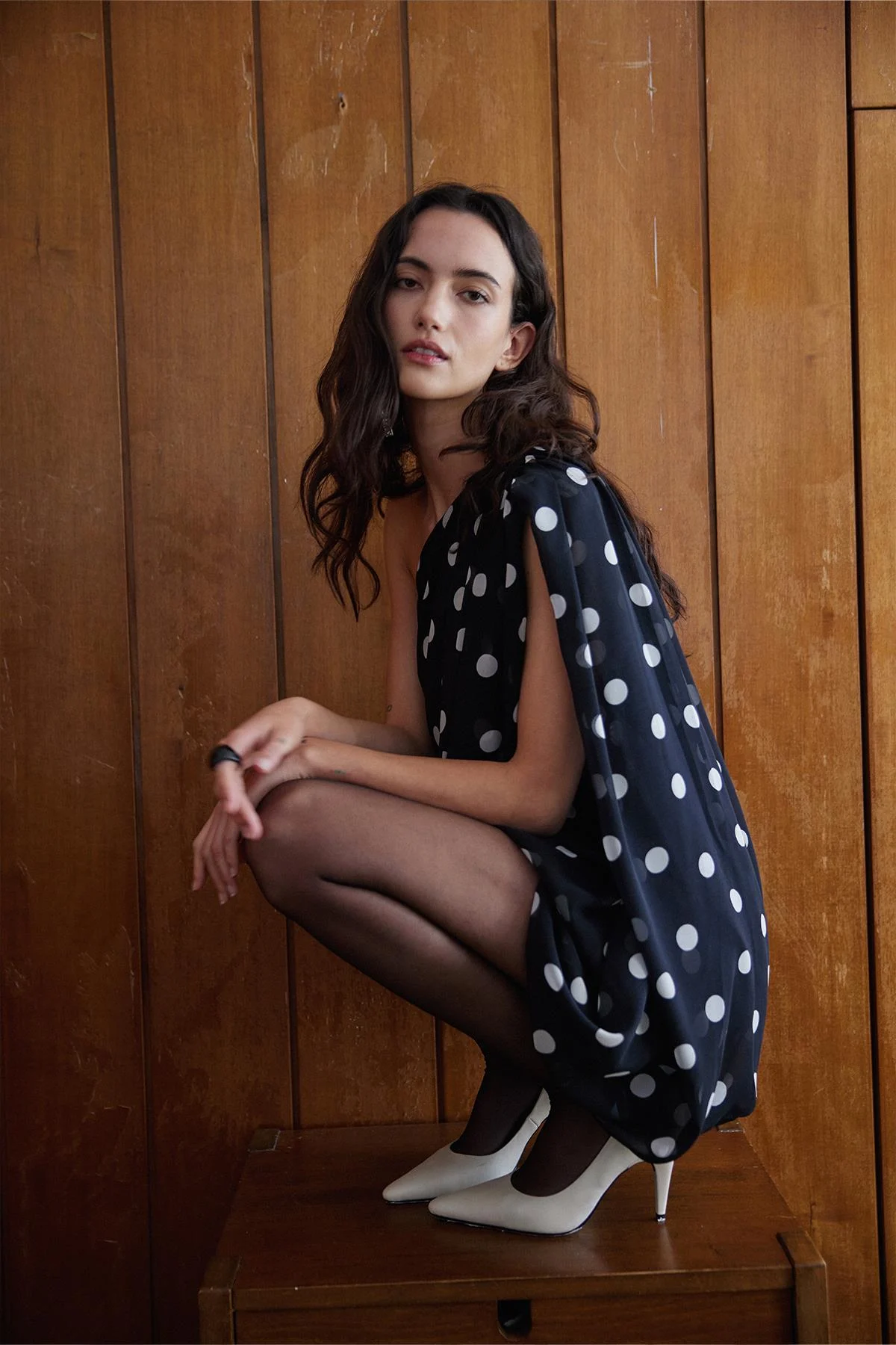 Siyah Puantiyeli Mini Balon Elbise