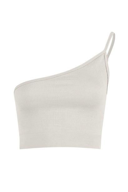 BUZ GRİ TEK OMUZ CROP TOP