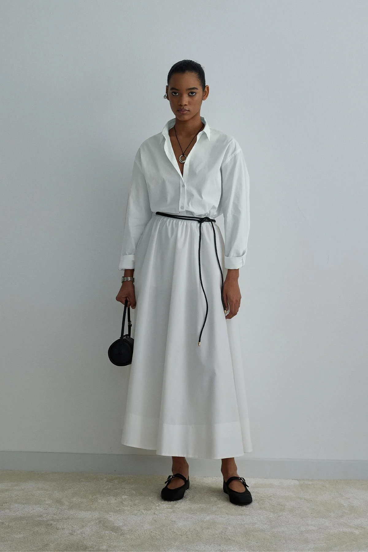 Ekru Day Poplin Kloş Etek