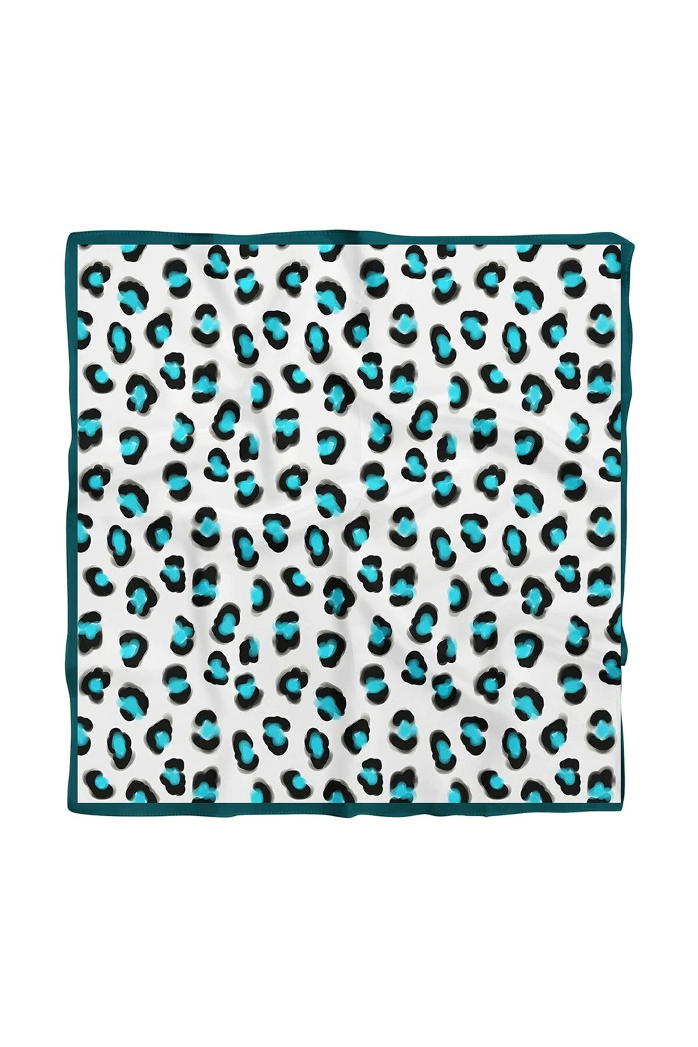 Kadın Turkuaz Leopard Desenli Bandana 50x50