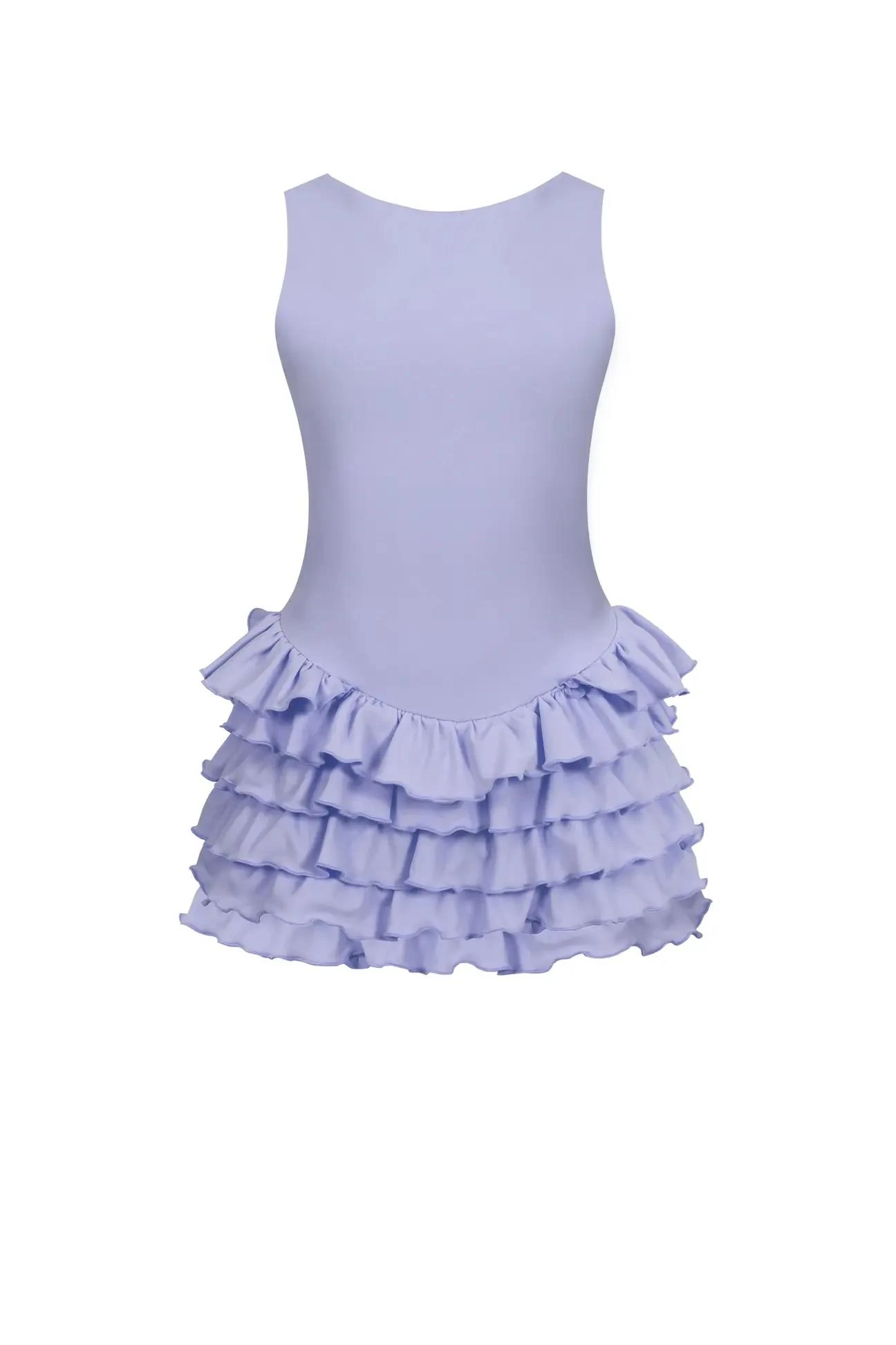 Sardinya Halter Yaka Fırfırlı Şortlu Elbise lila